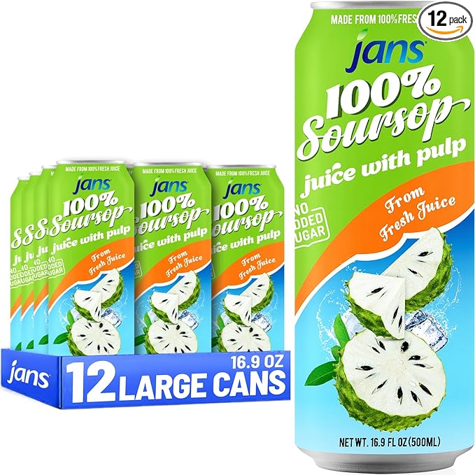 Soursop Juice with Pulp (Guanabana), 16.9 oz (Pack of 12) JANS | 100% Pure Soursop Graviola | NO