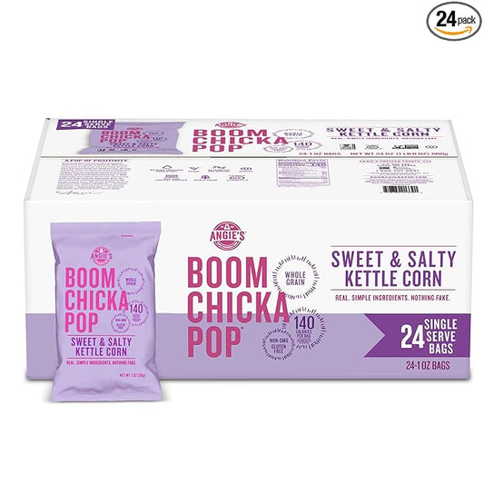 Angie's BOOMCHICKAPOP Sweet & Salty Kettle Corn Popcorn, Lunchbox Snack, 1 oz. Individual Bag (Pack