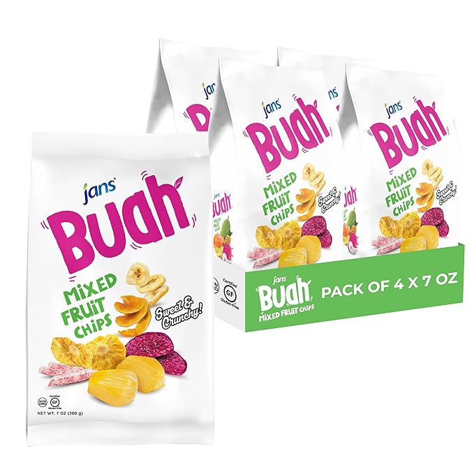 Jans Buah Dried Fruit Chips - Experience Real Dried Mixed Fruit, Gluten-Free, Sweet & Crunchy
