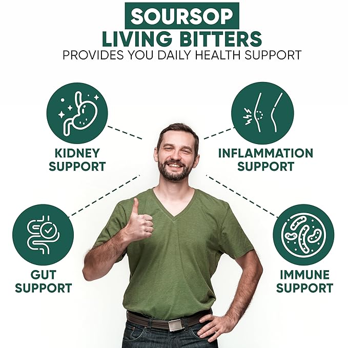 Herboganic Soursop Living Bitters for overall Health and wellness | Pack of 1 | 16 Oz