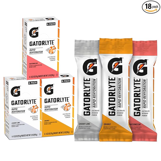 Gatorlyte Rapid Rehydration Electrolyte Beverage, Variety Pack, Lower Sugar, Specialized Blend of 5