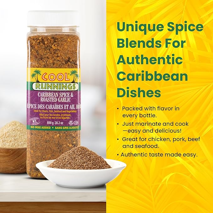 Cool Runnings Caribbean Spice & Roasted Garlic Powder 800g - Used for Grilling, Roasting, and