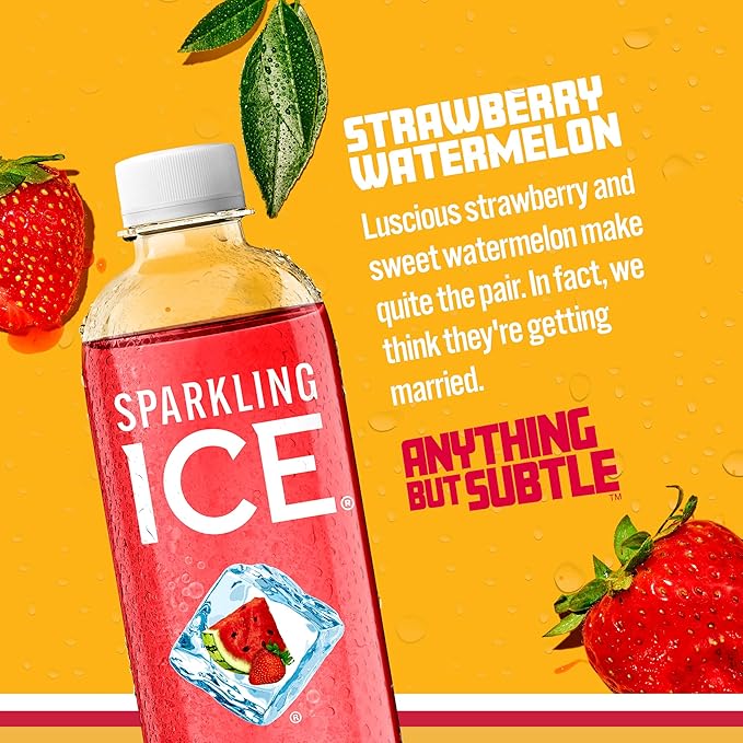 Sparkling Ice, Strawberry Watermelon Sparkling Water, Zero Sugar Flavored Water, with Vitamins and