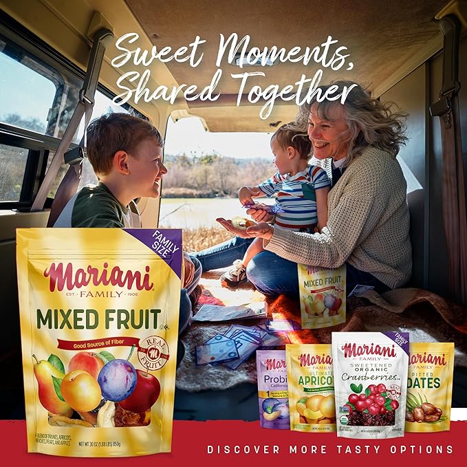 Mariani Mixed Fruit - 30oz Bulk Bag, Dried Fruit Mix No Sugar Added - Pears, Plums, Peaches