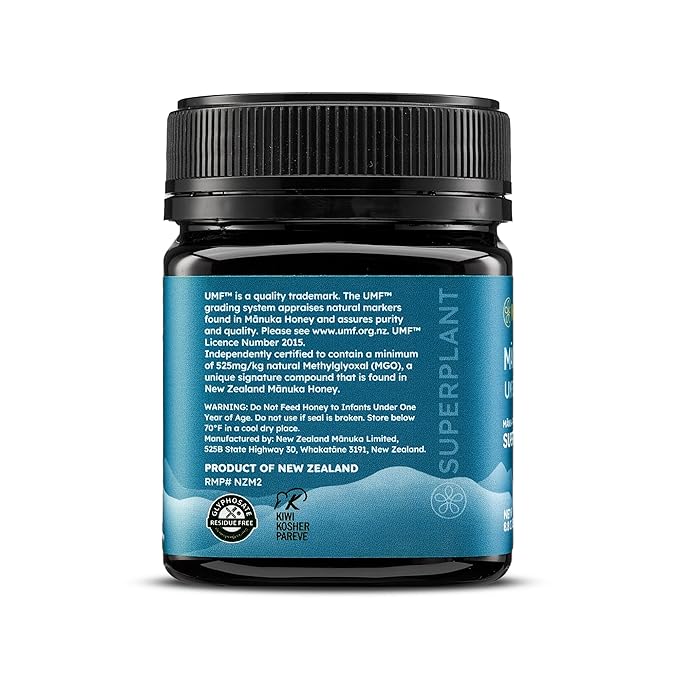 Melora Raw Manuka Honey from New Zealand | UMF 15+ | MGO 525+ | 8.8 Oz Jar | Safe for Skin Care |