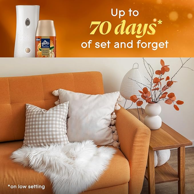 Glade Automatic Spray Refill, Pumpkin & Ginger, Scented Air Freshener for Home and Bathroom, 6.2