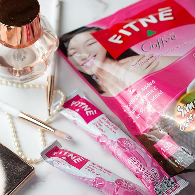 FITNE Instant 3 In 1 Coffee Packets Mix With Natural Hydrolyzed Collagen Vitamin C Smooth Blend