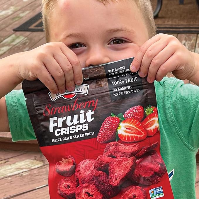 Brothers All Natural Freeze Dried Fruit Crisps, Strawberry, 1 Oz (Pack of 8), Made with 100% Fruit