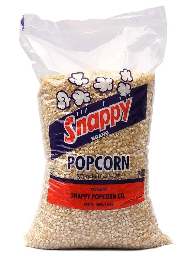 Snappy White Popcorn Kernels for Popping with Popcorn Machine, Air Popper or Stove Top, 12.5 lbs