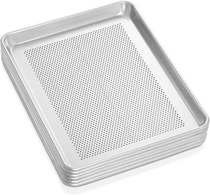 GRIDMANN 13" x 18" Commercial Grade Perforated Aluminum Baking Sheet Pan, Half Size Baking Tray - 6