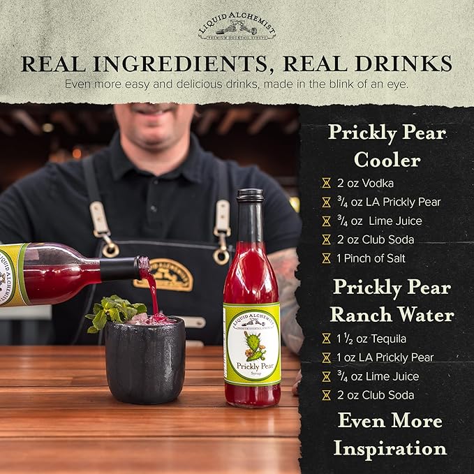 Liquid Alchemist Prickly Pear Syrup for Cocktails - Real Ingredients Make our Prickly Pear Puree a