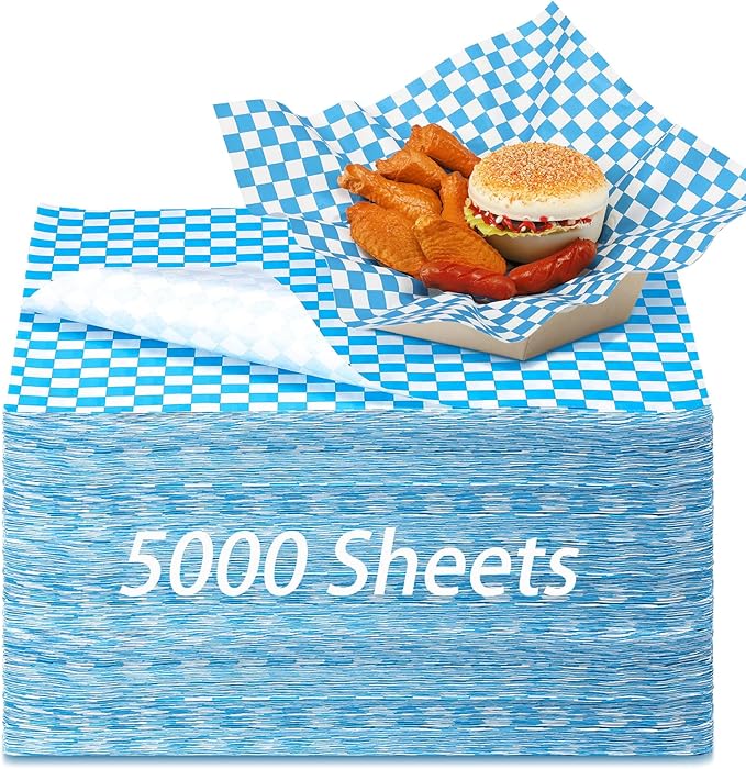 Sieral 5000 Sheets Sandwich Wrap Sheet 12 x 12 Inch Wax Paper Bulk Fast Food Basket Liners