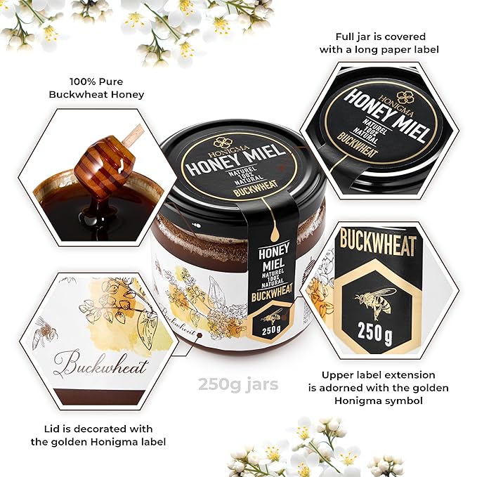 HONIGMA® Raw Buckwheat Honey | Exquisite Taste | 100% Pure | Unpasteurized | Unfiltered | Partially