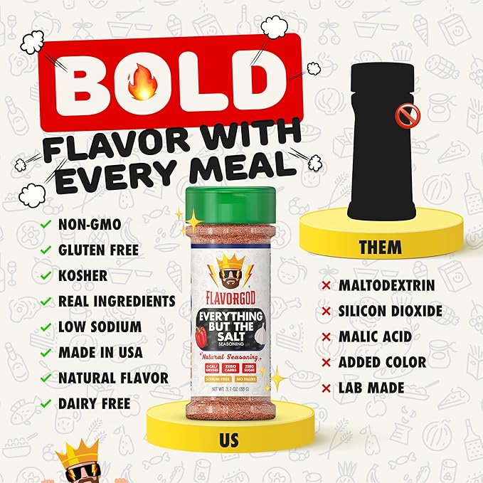No Salt Seasoning, Everything but the Salt Seasoning by Flavor God, No Sodium, Natural, Garlic