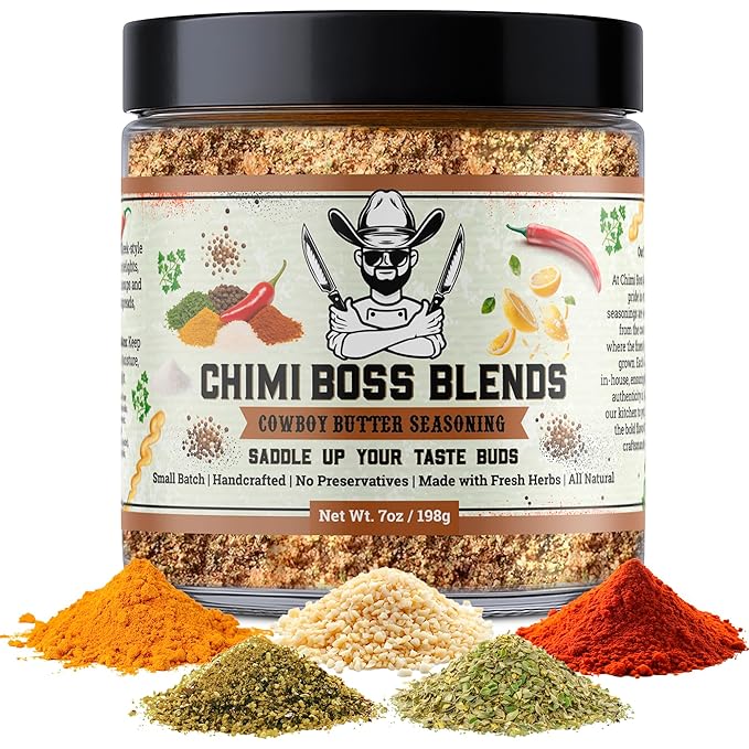 Chimi Boss Blends Cowboy Butter Seasoning, 7oz ??Garlic Herb Butter Dry Rub for Grilling, Smoking &
