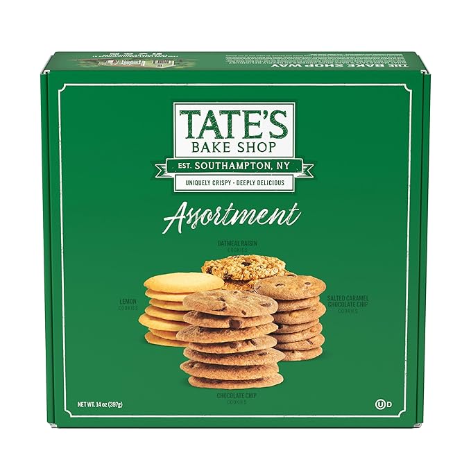 Tate's Bake Shop Cookies Gift Box, Chocolate Chip, Oatmeal Raisin, Salted Caramel and Lemon