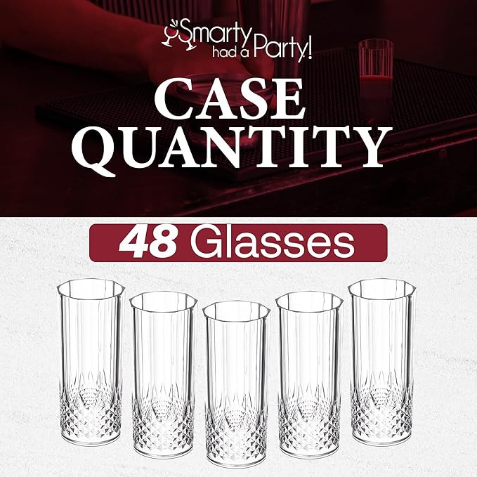 Smarty Had A Party 14 oz Plastic Wine Glasses Pack of 48, Unbreakable Crystal Clear Glasses for