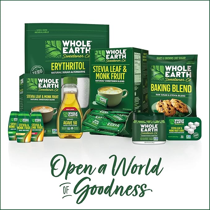 Whole Earth Sweetener Co. Stevia and Monk Fruit Sweetener, Erythritol Sweetener, Sugar Substitute