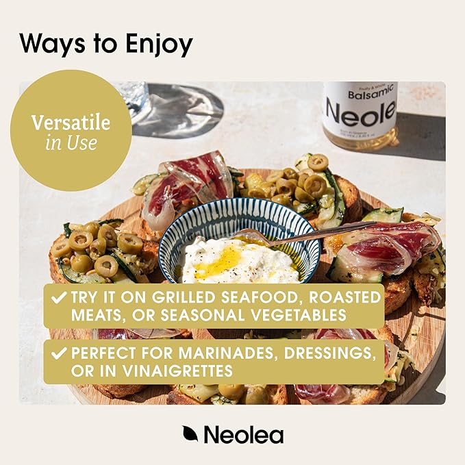 Neolea White Greek Balsamic Vinegar from Greece - American Oak w/Aged Vanilla & Honey Notes - Adds