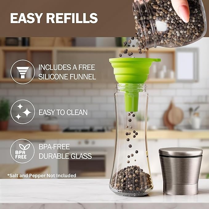 Home EC Original Gun Metal Bronze Salt and Pepper Grinder Set of 2 - Adjustable Ceramic Grinder