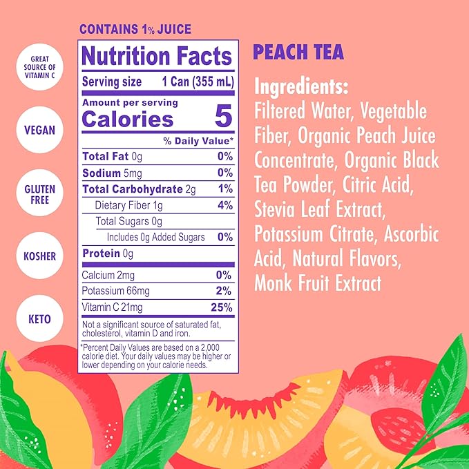 Swoon Peach Tea - Sugar Free, Low Carb, Paleo-Friendly, Gluten Free - Flavored Keto Drinks Made