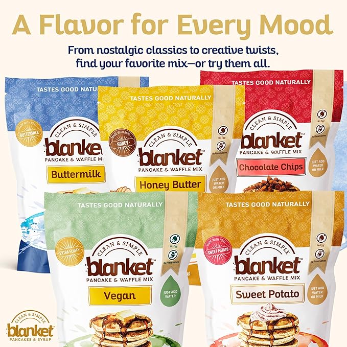 Blanket Pancakes and Waffle Mix ??Variety Pack - Just Add Water, No Preservatives ??Clean Breakfast