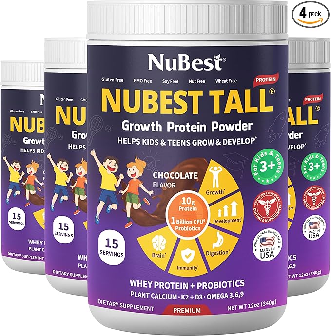 NuBest Tall Protein Powder for Kids & Teens - Chocolate Protein Powder Shake - Protein Drink with