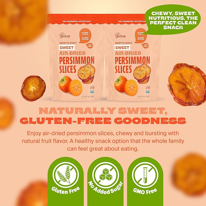 Whitney Jordan Naturals Air-Dried Persimmon Slices | Dried Fruit Snack Made from Real Persimmons |