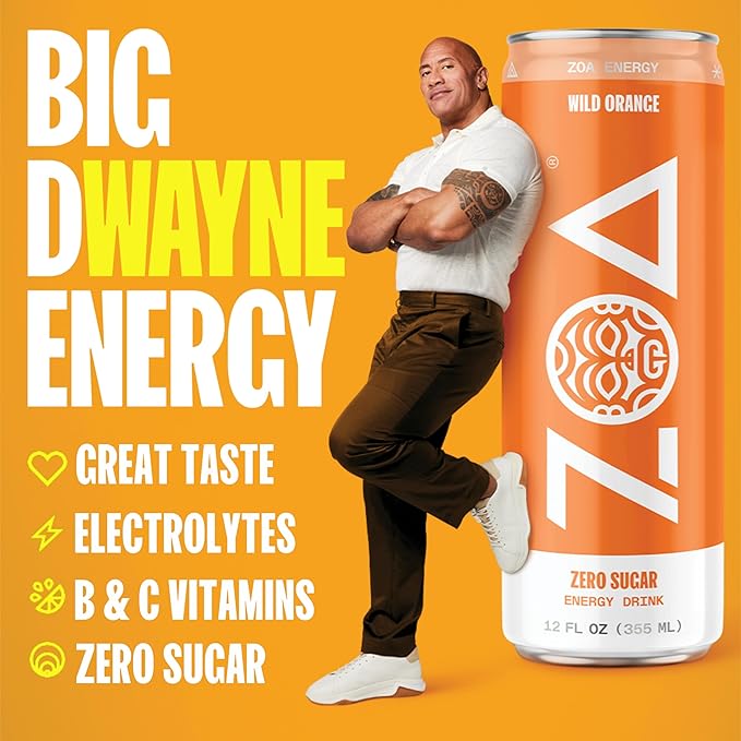 ZOA Zero Sugar Energy Drinks, Wild Orange - Sugar Free with Electrolytes, Healthy Vitamin C, Amino