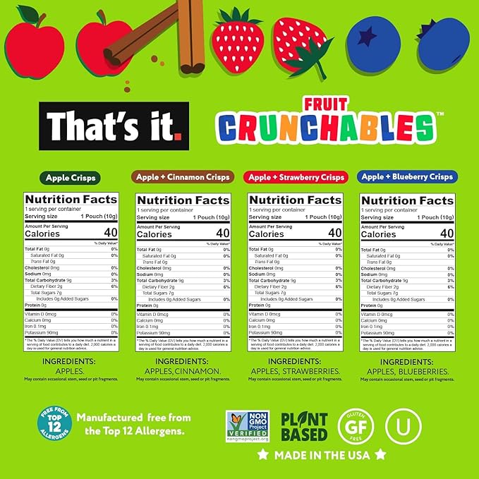 That's it. Fruit Crunchables Variety Pack, Fruit Snacks for Kids, 100% Fruit Crisps, Plant-Based