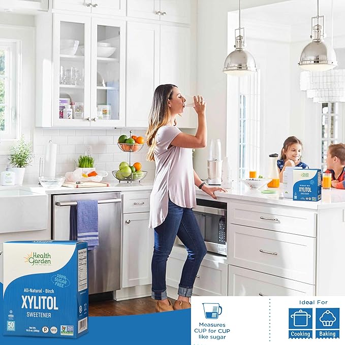 Health Garden Birch Xylitol Sweetener - 50 Packets - Pure Birch Xylitol - Non GMO, Kosher, and Made