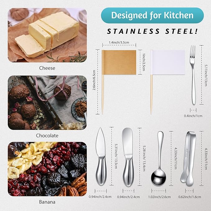 Patelai Charcuterie Board Accessories Cheese Spreader Knife Set Charcuterie Utensils Butter Knife