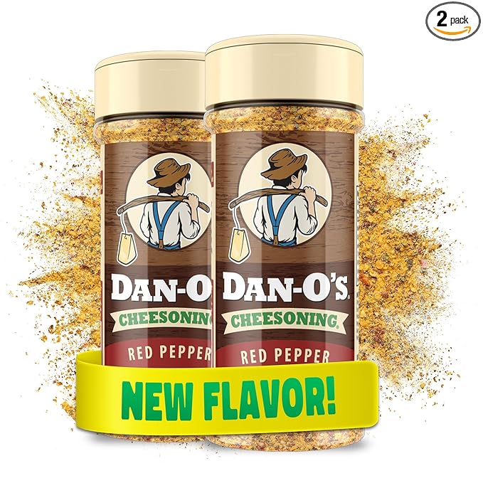 Dan-O's Red Pepper Cheesoning Seasoning, 2.6 oz Bottle, 2 Pack, Cheesy Seasoning for Pizza