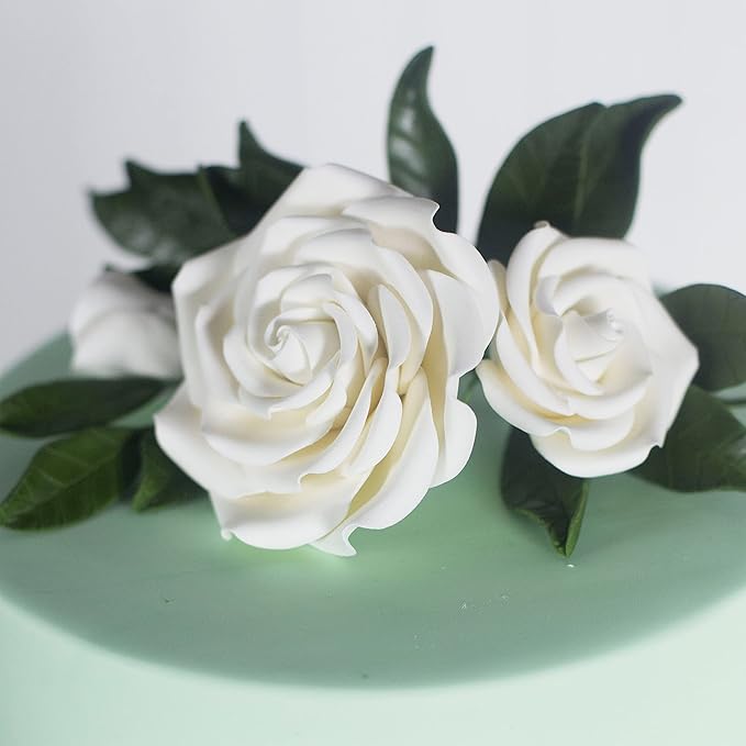 Global Sugar Art Rebecca Rose Sugar Cake Flowers, White 3 Inches, 3 Count by Chef Alan Tetreault