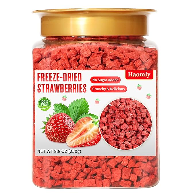 Haomly Freeze Dried Strawberries, 8.8oz/250g, 100% Natural Strawberry Chips,Dried Strawberries Bulk
