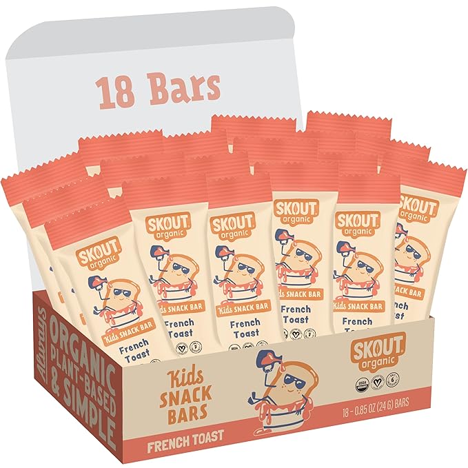 Skout Organic French Toast Frenzy Kids Snack Bars (18 Pack) | Organic Kids Snack Bars | Plant-Based