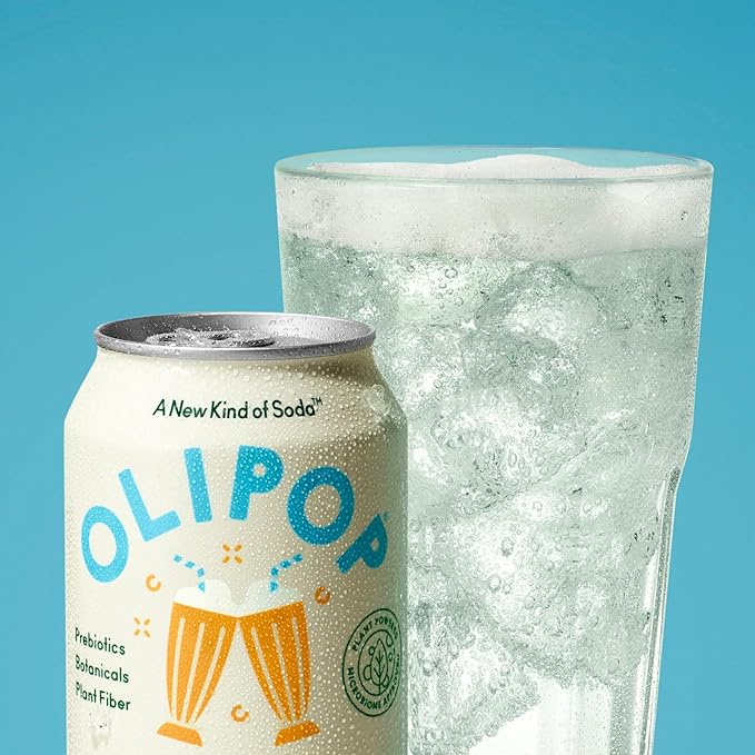 OLIPOP Prebiotic Soda Pop, Cream Soda, Pantry Pack Packed with Prebiotics, Fiber, and Botanicals