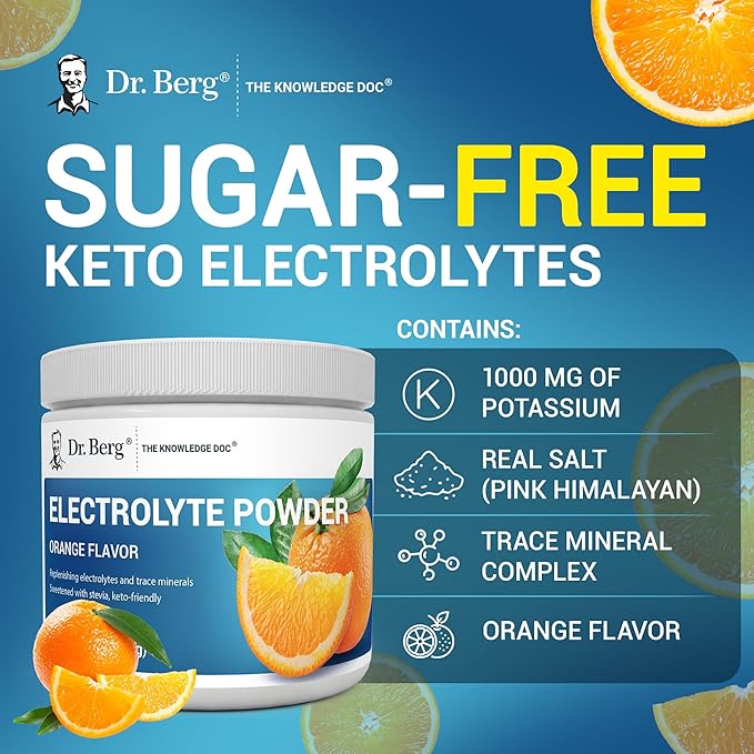 Dr. Berg Zero Sugar Hydration Keto Electrolyte Powder - Enhanced w/ 1000 mg of Potassium & Real