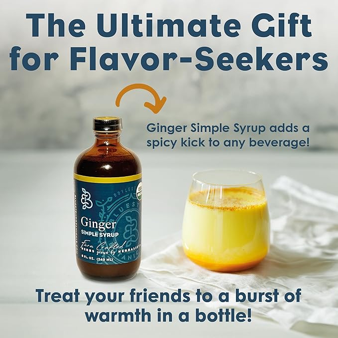 Bluestem Botanicals Organic Ginger Simple Syrup, 8 oz, Cocktail and Mocktail Mixer for Drinks