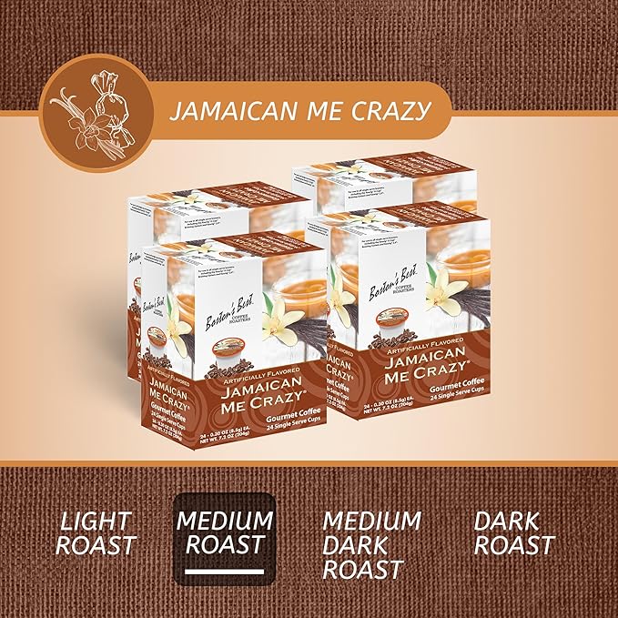 Boston’s Best - Jamaican Me Crazy Flavored Delicious Gourmet Coffee, Compatible with Keurig Coffee