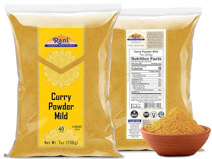 Rani Curry Powder Mild (10-Spice Authentic Indian Blend) 7oz (200g) ~ All Natural | Salt-Free | NO