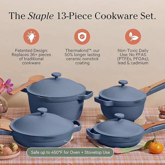 Our Place Cookware Set - 13-Piece Kit Including the Always Pan, Perfect Pot and Spatulas |