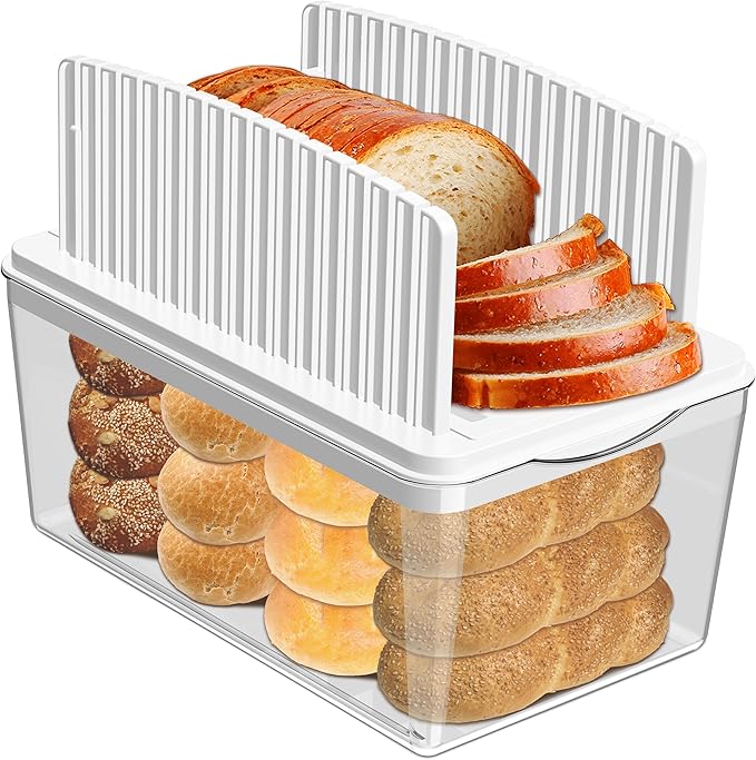 Upgrade Pull Out Bread Slicer for Homemade Bread with Bread Box, Foldable Bread Slicing