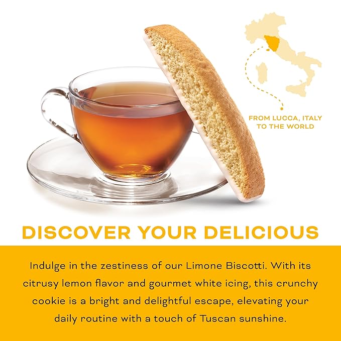 Nonni's Limone Lemon-Iced Biscotti Cookies ??Individually Wrapped Italian Tea-Time Snack, Crunchy