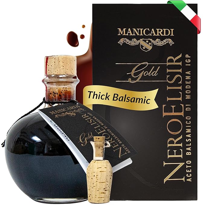 MANICARDI Balsamic Vinegar of Modena PGI - Dense Gold Elisir with Drip-Stop Dispenser Perfect for