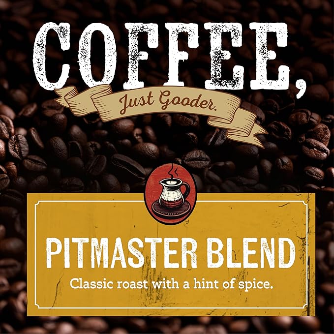 Rufus Teague Pitmaster Blend Ground Coffee, Gourmet Fresh Dark Roasted Coffee, Smoke Roasted Java