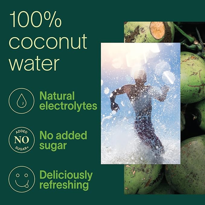 Zico 100% Coconut Water, No added Sugar, Refreshingly Delicious, Hydration with Electrolytes, 33.8