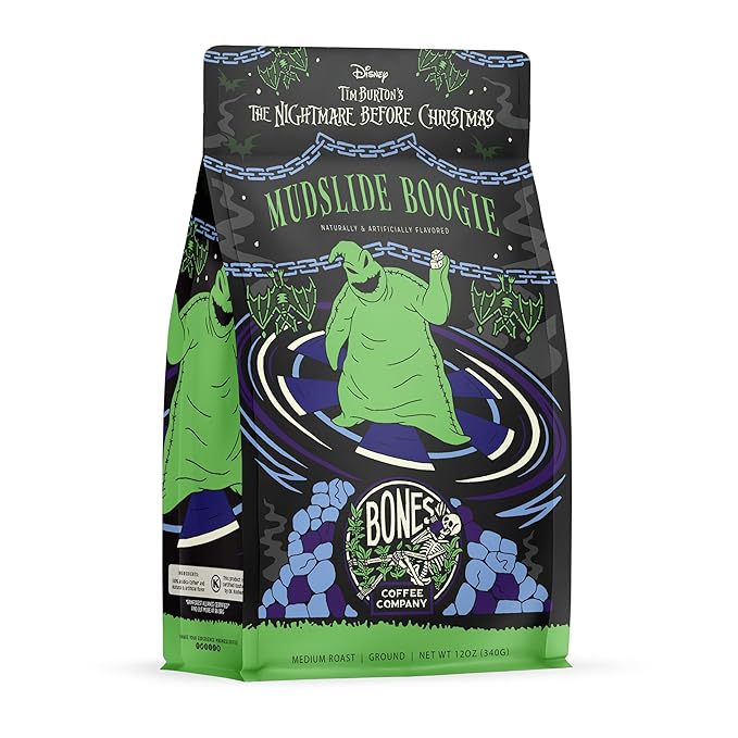 Bones Coffee Company The Nightmare Before Christmas Mudslide Boogie Flavored Coffee Beans, Medium