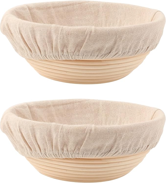 Bread Proofing Baskets Set of 2 8.5 inch Round Dough Proofing Bowls w/Liners Perfect for Home