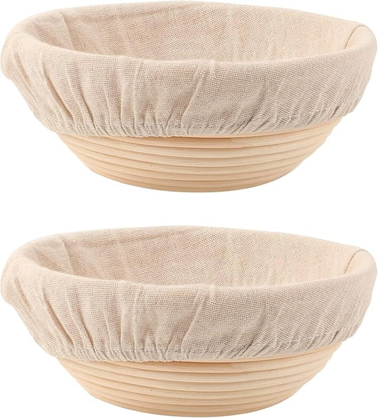 Bread Proofing Baskets Set of 2 8.5 inch Round Dough Proofing Bowls w/Liners Perfect for Home